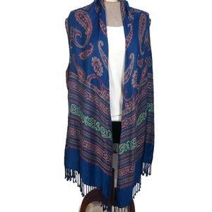 Fringed Shaw / Shrug with Paisley Print